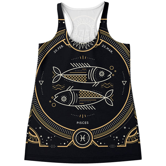 Vintage Pisces Zodiac Sign Print Women's Racerback Tank Top