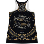 Vintage Pisces Zodiac Sign Print Women's Racerback Tank Top