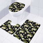 Vintage Plumeria Flower Pattern Print 3 Piece Bath Mat Set
