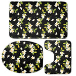Vintage Plumeria Flower Pattern Print 3 Piece Bath Mat Set