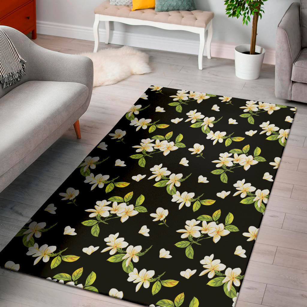 Vintage Plumeria Flower Pattern Print Area Rug