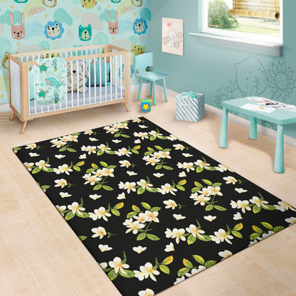 Vintage Plumeria Flower Pattern Print Area Rug