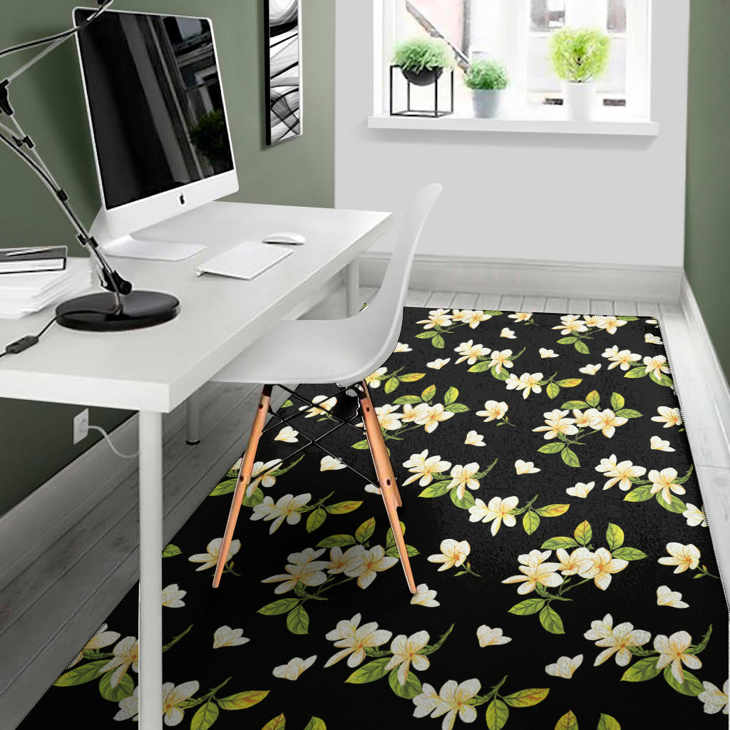 Vintage Plumeria Flower Pattern Print Area Rug