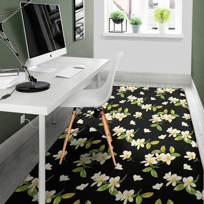 Vintage Plumeria Flower Pattern Print Area Rug