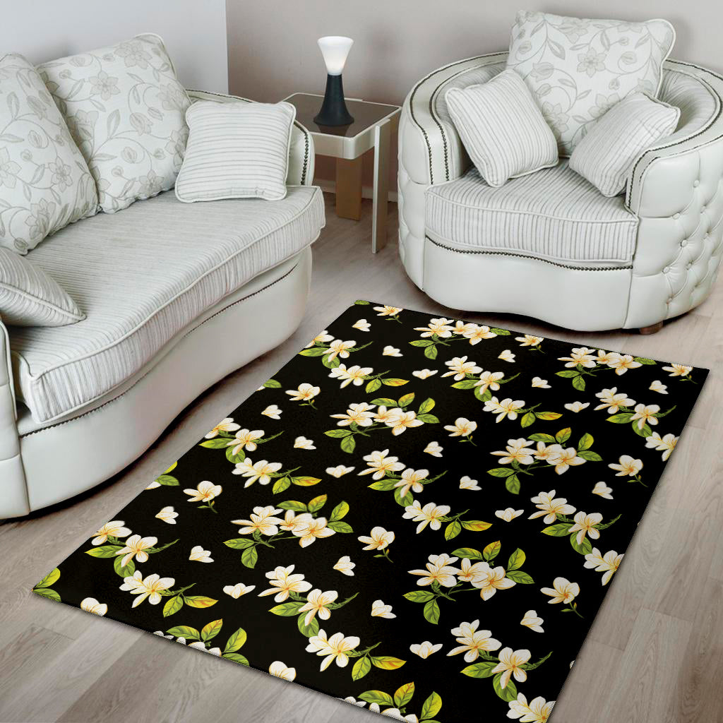 Vintage Plumeria Flower Pattern Print Area Rug