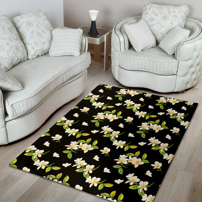 Vintage Plumeria Flower Pattern Print Area Rug
