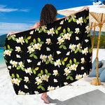 Vintage Plumeria Flower Pattern Print Beach Sarong Wrap