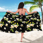 Vintage Plumeria Flower Pattern Print Beach Sarong Wrap