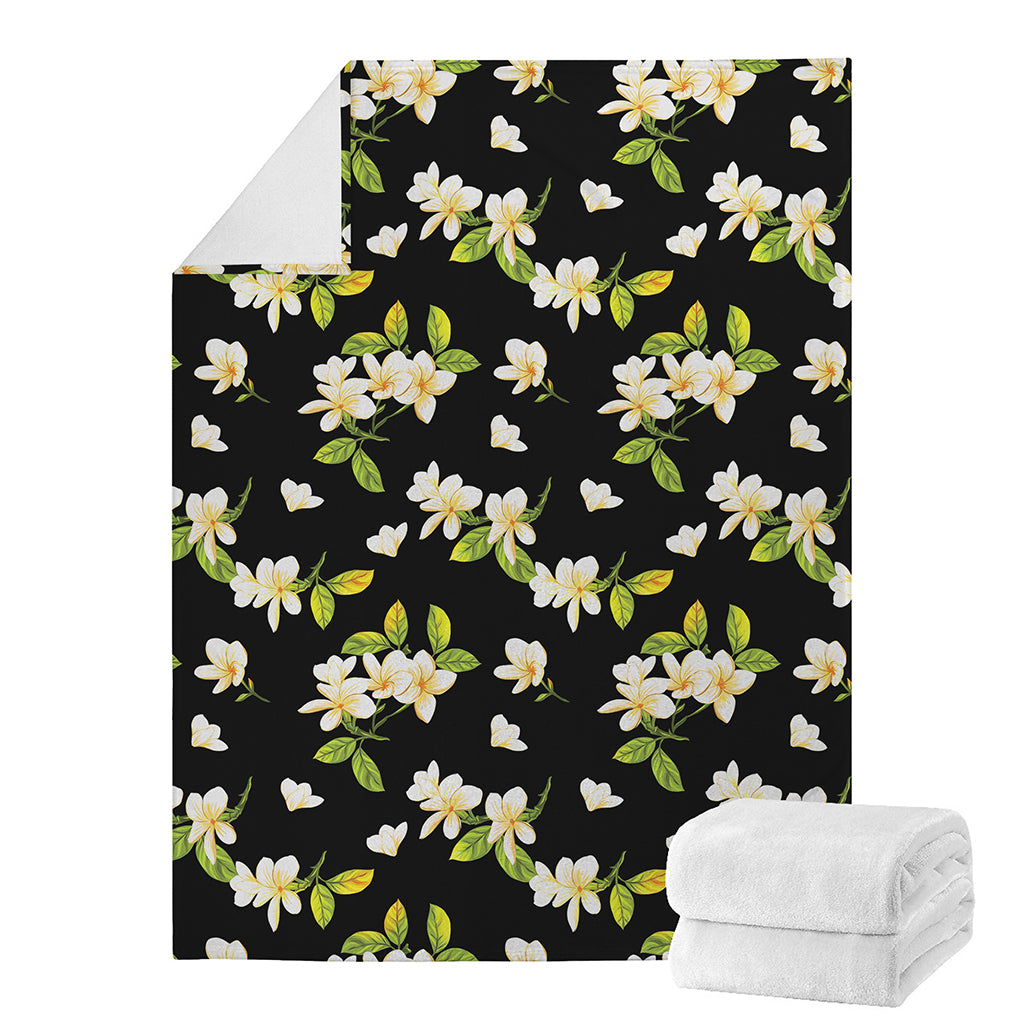 Vintage Plumeria Flower Pattern Print Blanket