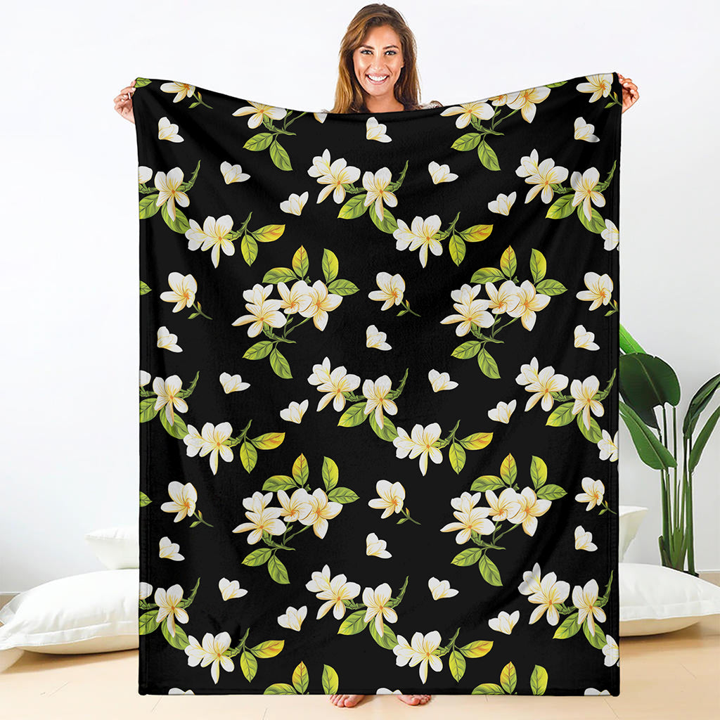 Vintage Plumeria Flower Pattern Print Blanket