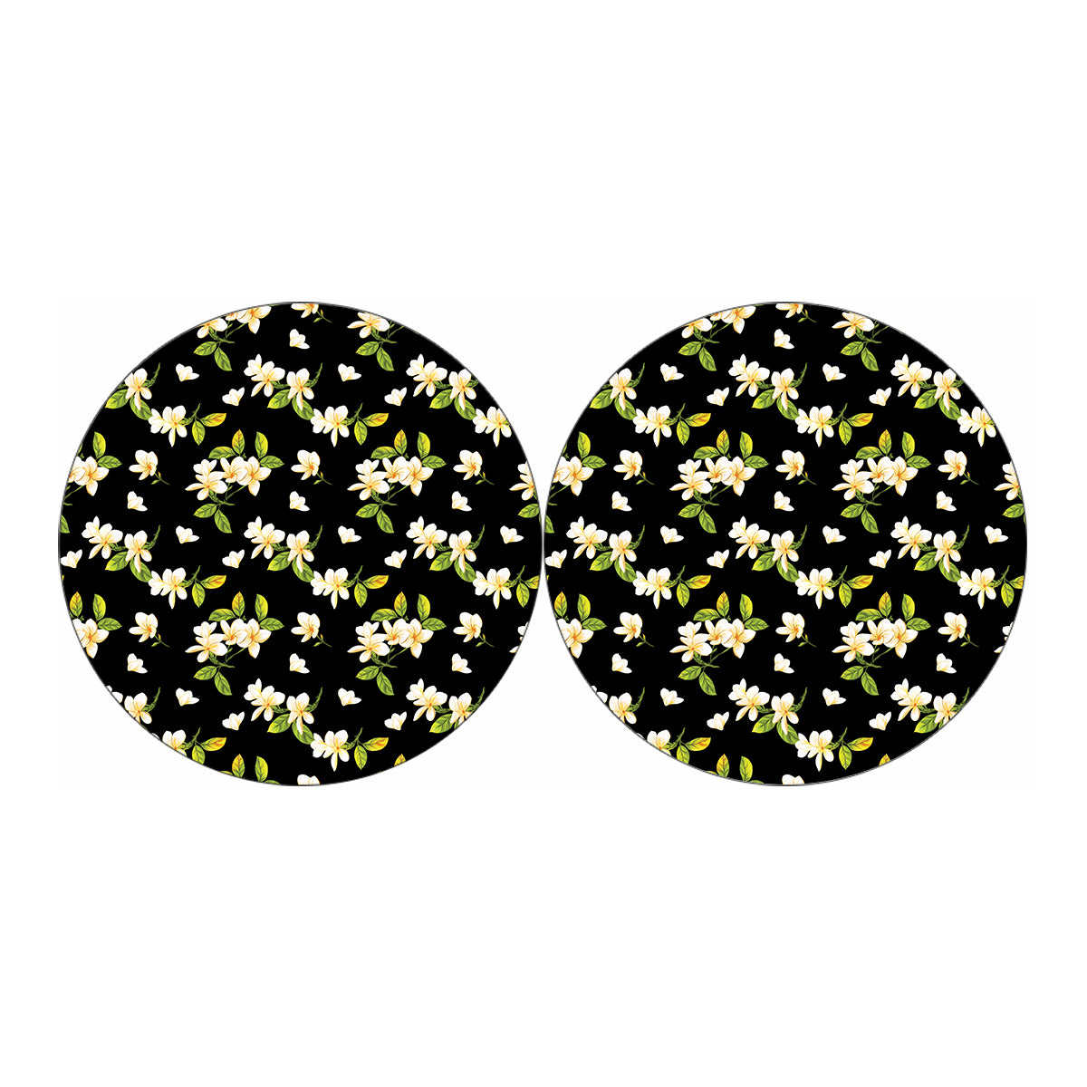 Vintage Plumeria Flower Pattern Print Car Coasters