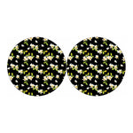 Vintage Plumeria Flower Pattern Print Car Coasters