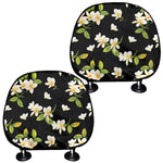Vintage Plumeria Flower Pattern Print Car Headrest Covers