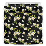 Vintage Plumeria Flower Pattern Print Duvet Cover Bedding Set