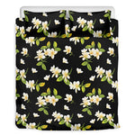 Vintage Plumeria Flower Pattern Print Duvet Cover Bedding Set