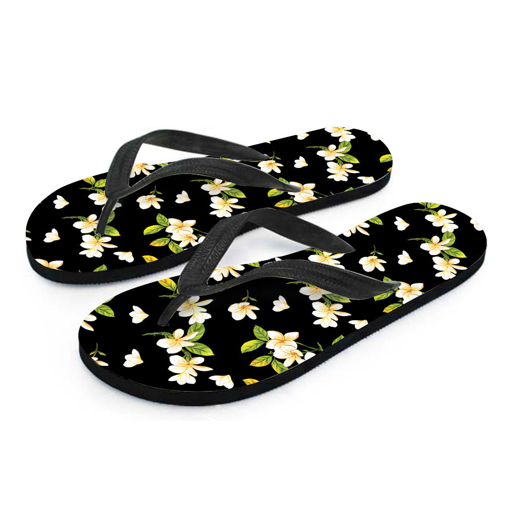 Vintage Plumeria Flower Pattern Print Flip Flops