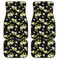 Vintage Plumeria Flower Pattern Print Front and Back Car Floor Mats