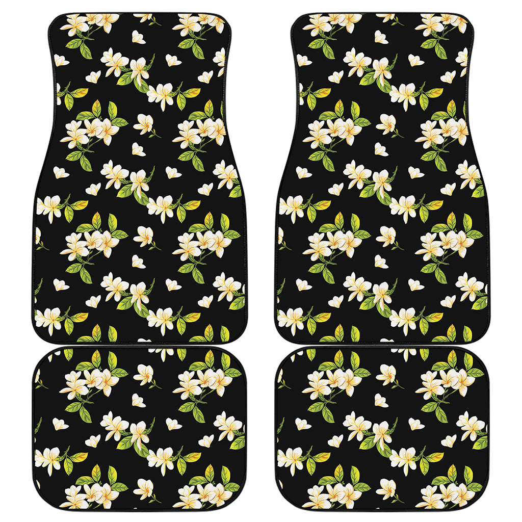 Vintage Plumeria Flower Pattern Print Front and Back Car Floor Mats