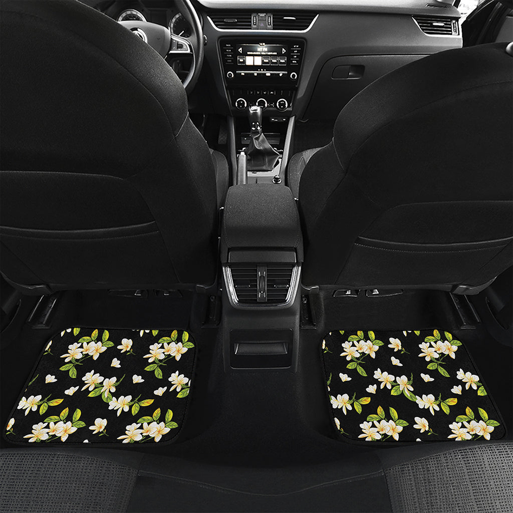 Vintage Plumeria Flower Pattern Print Front and Back Car Floor Mats