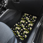 Vintage Plumeria Flower Pattern Print Front and Back Car Floor Mats
