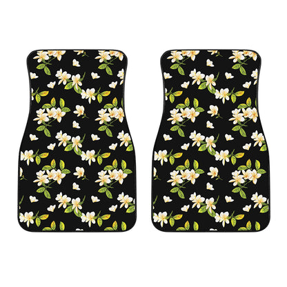 Vintage Plumeria Flower Pattern Print Front Car Floor Mats