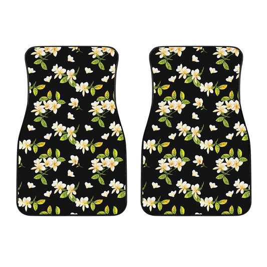 Vintage Plumeria Flower Pattern Print Front Car Floor Mats