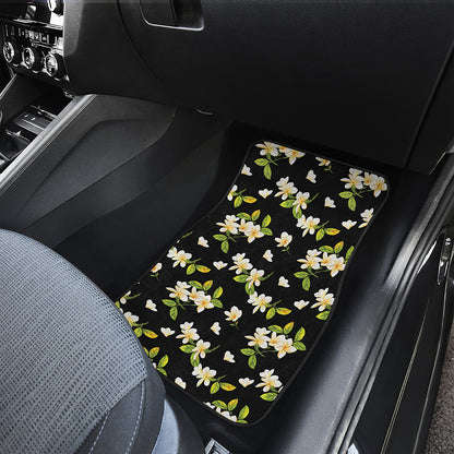 Vintage Plumeria Flower Pattern Print Front Car Floor Mats