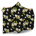 Vintage Plumeria Flower Pattern Print Hooded Blanket
