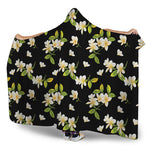 Vintage Plumeria Flower Pattern Print Hooded Blanket