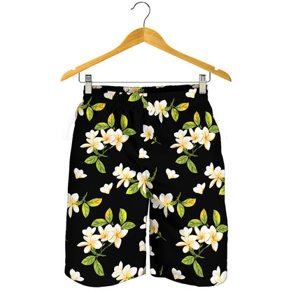 Vintage Plumeria Flower Pattern Print Men's Shorts
