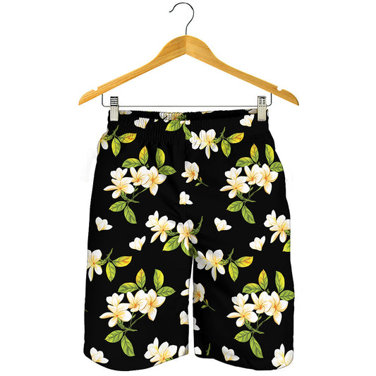 Vintage Plumeria Flower Pattern Print Men's Shorts