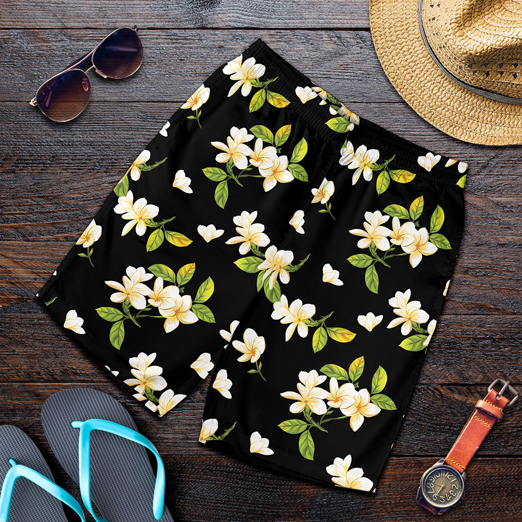Vintage Plumeria Flower Pattern Print Men's Shorts
