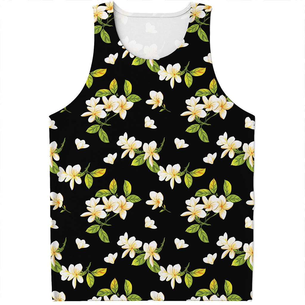 Vintage Plumeria Flower Pattern Print Men's Tank Top