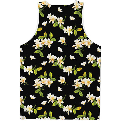 Vintage Plumeria Flower Pattern Print Men's Tank Top