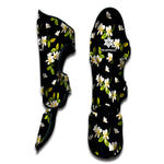 Vintage Plumeria Flower Pattern Print Muay Thai Shin Guard