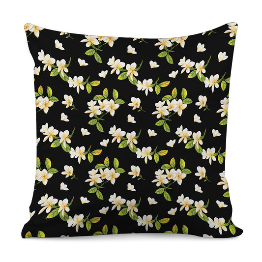 Vintage Plumeria Flower Pattern Print Pillow Cover