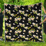 Vintage Plumeria Flower Pattern Print Quilt
