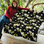 Vintage Plumeria Flower Pattern Print Quilt