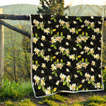 Vintage Plumeria Flower Pattern Print Quilt