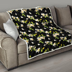 Vintage Plumeria Flower Pattern Print Quilt