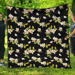 Vintage Plumeria Flower Pattern Print Quilt