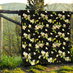 Vintage Plumeria Flower Pattern Print Quilt