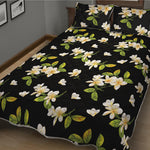 Vintage Plumeria Flower Pattern Print Quilt Bed Set
