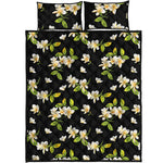 Vintage Plumeria Flower Pattern Print Quilt Bed Set