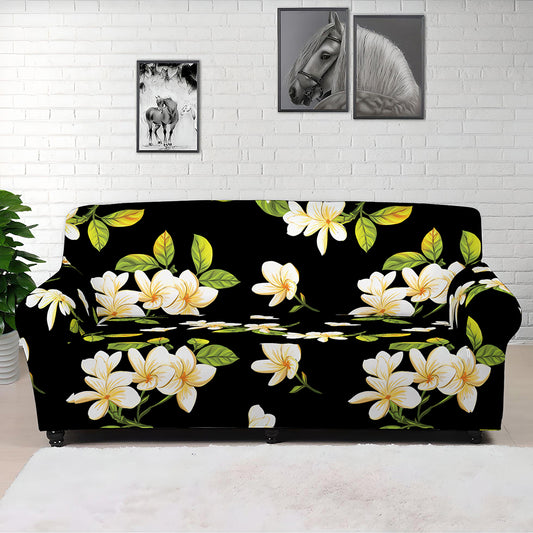 Vintage Plumeria Flower Pattern Print Sofa Cover