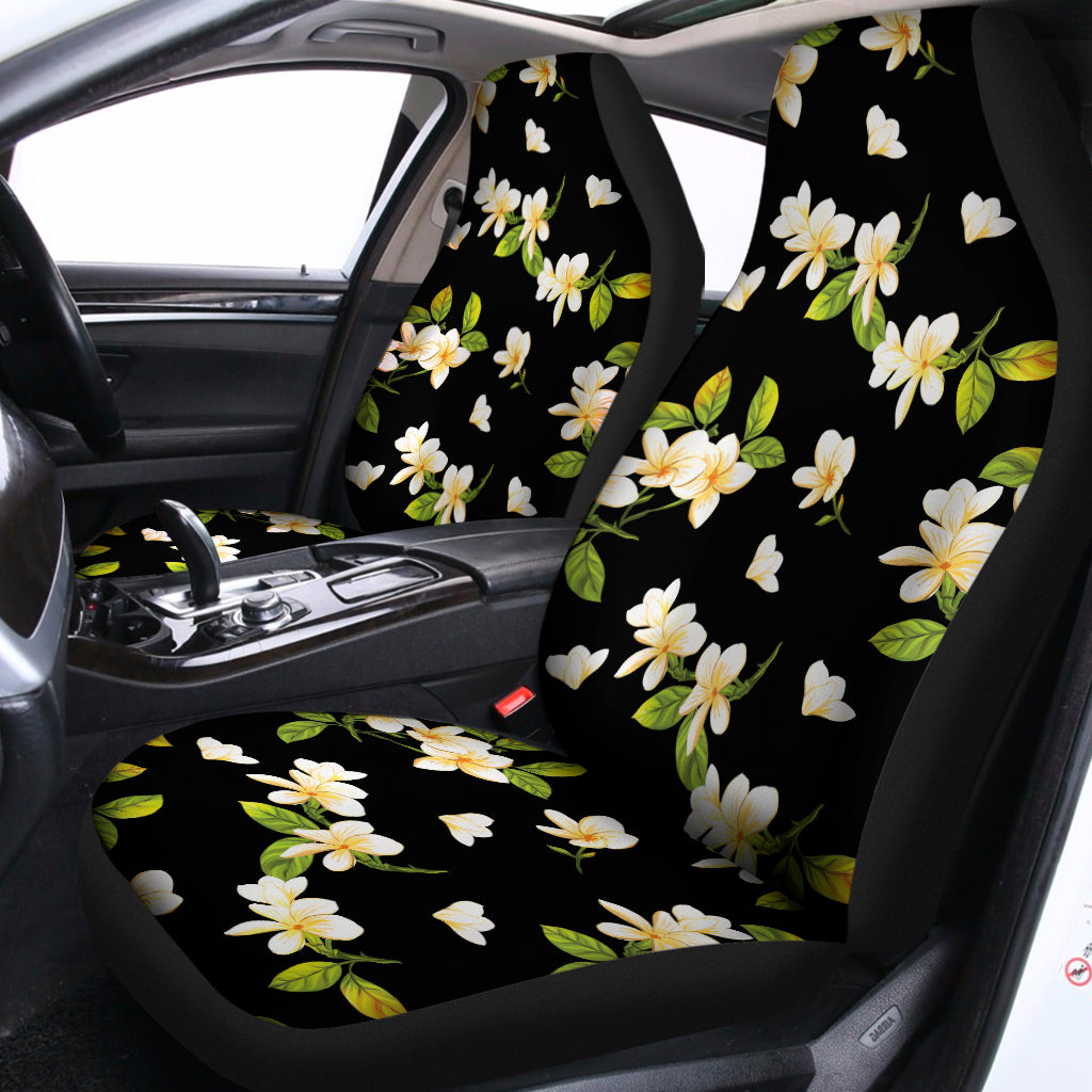 Vintage Plumeria Flower Pattern Print Universal Fit Car Seat Covers