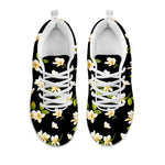 Vintage Plumeria Flower Pattern Print White Sneakers