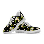 Vintage Plumeria Flower Pattern Print White Sneakers