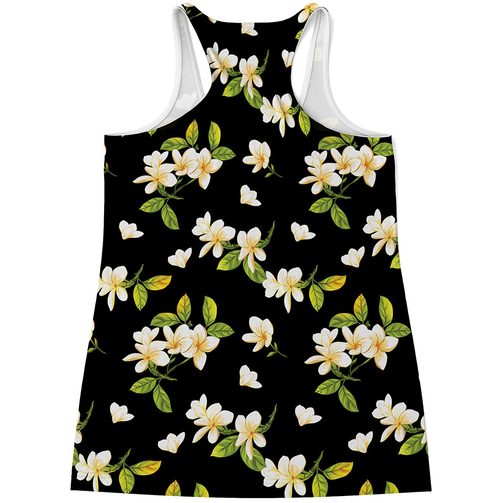 Vintage Plumeria Flower Pattern Print Women's Racerback Tank Top