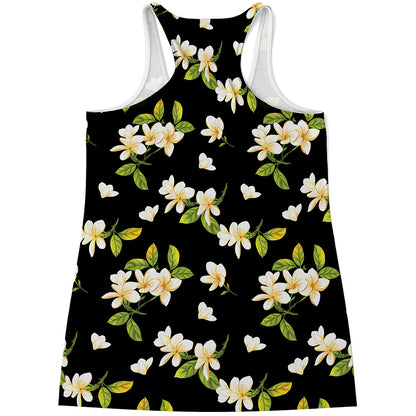 Vintage Plumeria Flower Pattern Print Women's Racerback Tank Top
